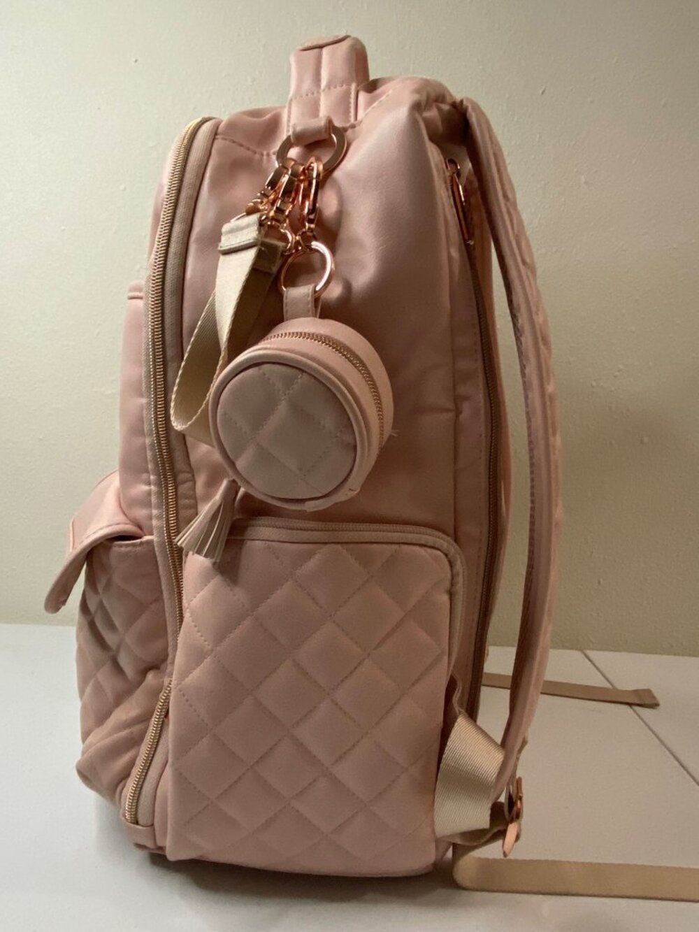 Itzy Ritzy Diaper Bag Backpack Pink Quilted Baby Bag Set - Picture 7 of 16